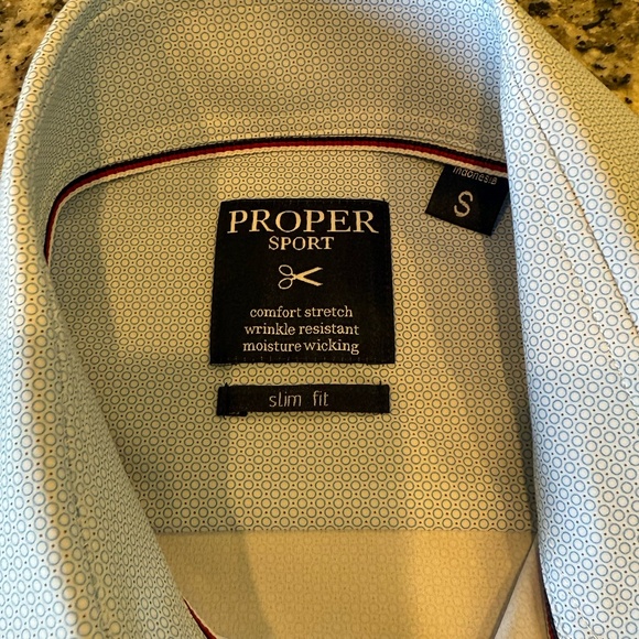 NWT Proper Sport Slim Fit Patterned Dress Shirt - Small - Picture 2 of 7